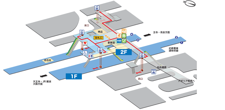 JR関西本線JR柏原駅構内図