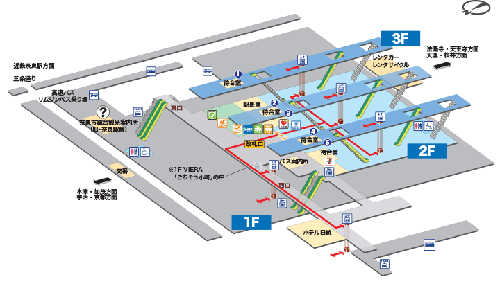 ＪＲ関西本線ＪＲ奈良駅構内案内図
