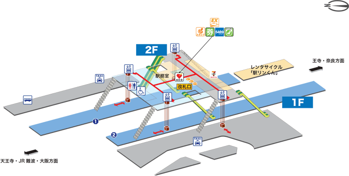 JR関西本線J八尾駅構内図